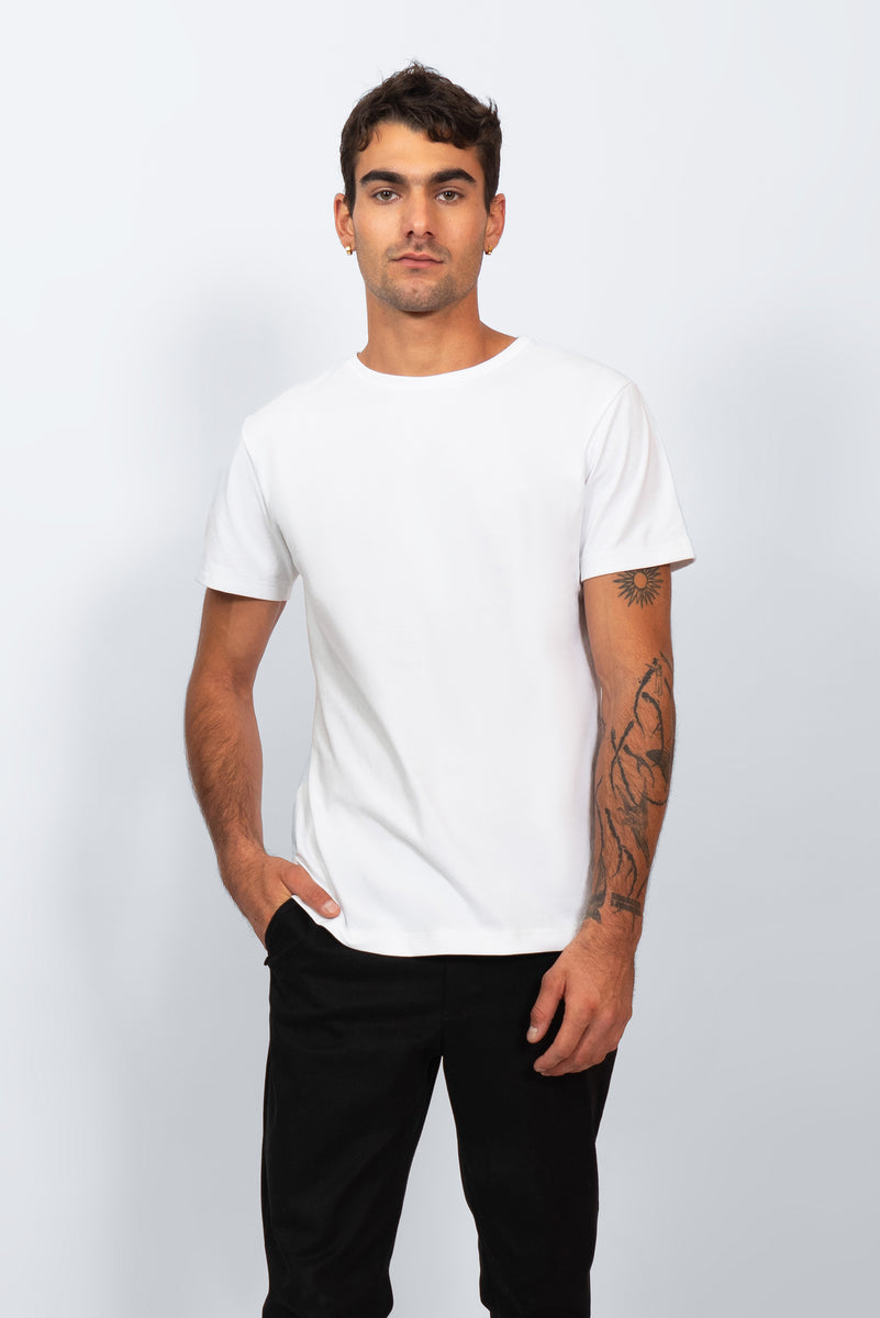 Playera Hombre Blanca Basica Algodon Sustentable Vezme