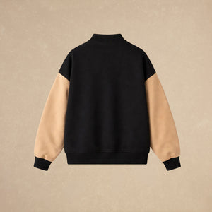 Bomber Jacket Negra y Biege - French Terry