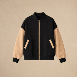 Bomber Jacket Negra y Biege - French Terry
