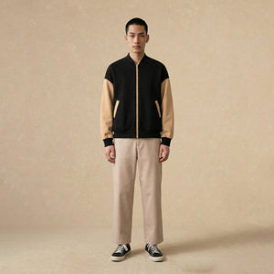 Bomber Jacket Negra y Biege - French Terry