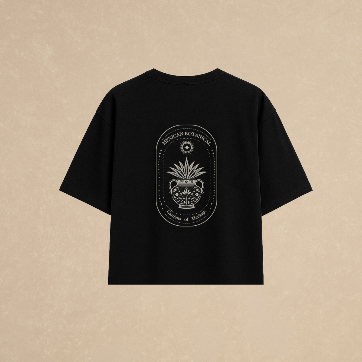 Playera Boxy Botanical Negra