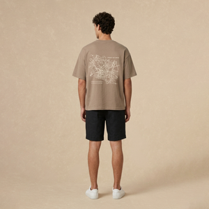 Playera Boxy Beige Outline Map