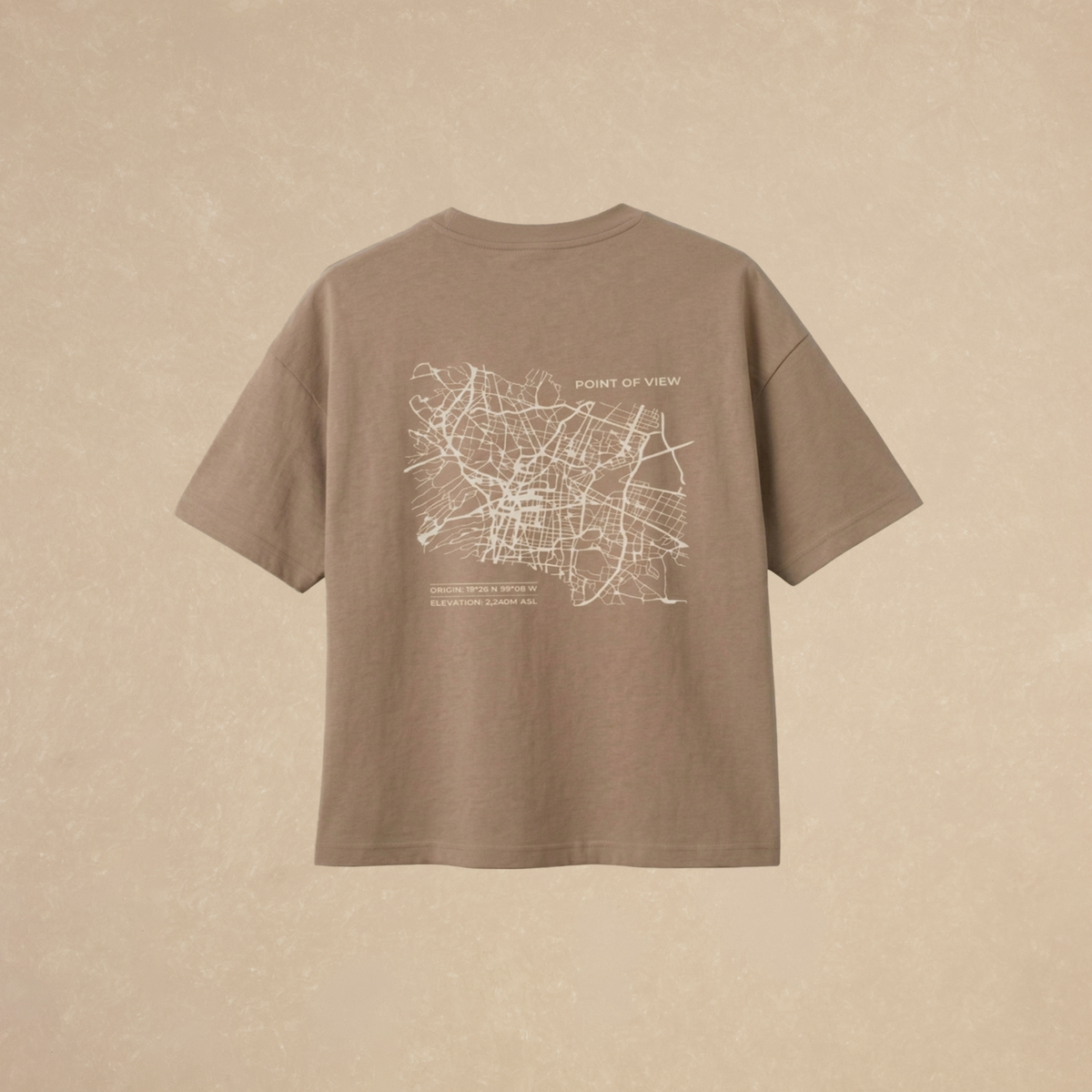 Playera Boxy Beige Outline Map