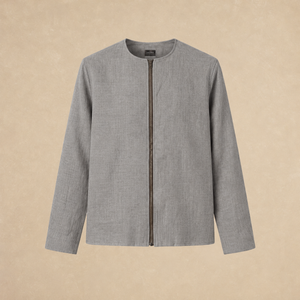 Chamarra Focus Lino Sin Cuello Gris