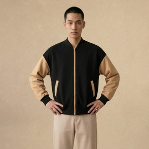 Bomber Jacket Negra y Biege - French Terry