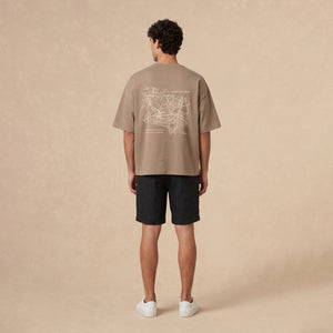 Playera Boxy Beige Outline Map