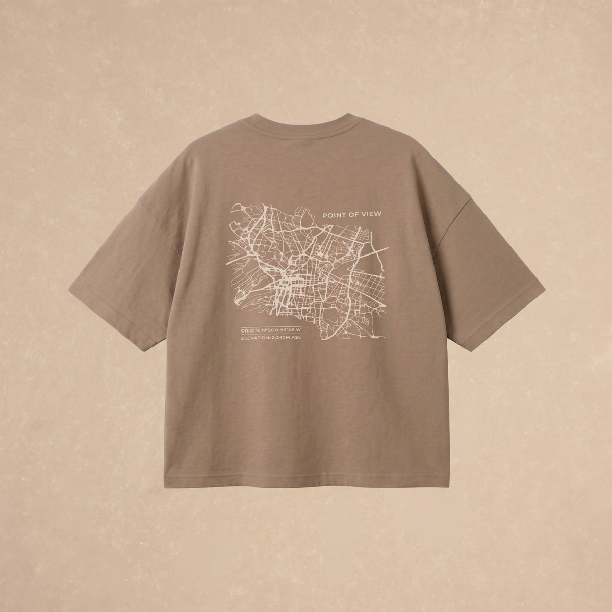 Playera Boxy Beige Outline Map