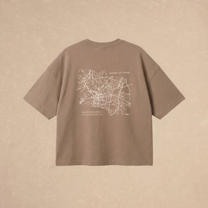 Playera Boxy Beige Outline Map