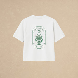 Playera Boxy Blanca Botanical