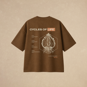 Playera Cycles of Life Oversized Café