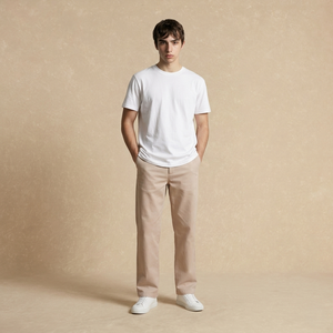 Pantalon Sarga Beige Recto y Amplio