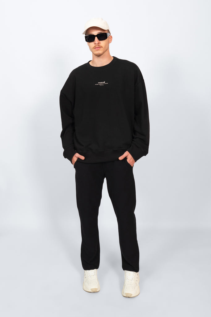 Sudadera hombre oversized negra look Outfit